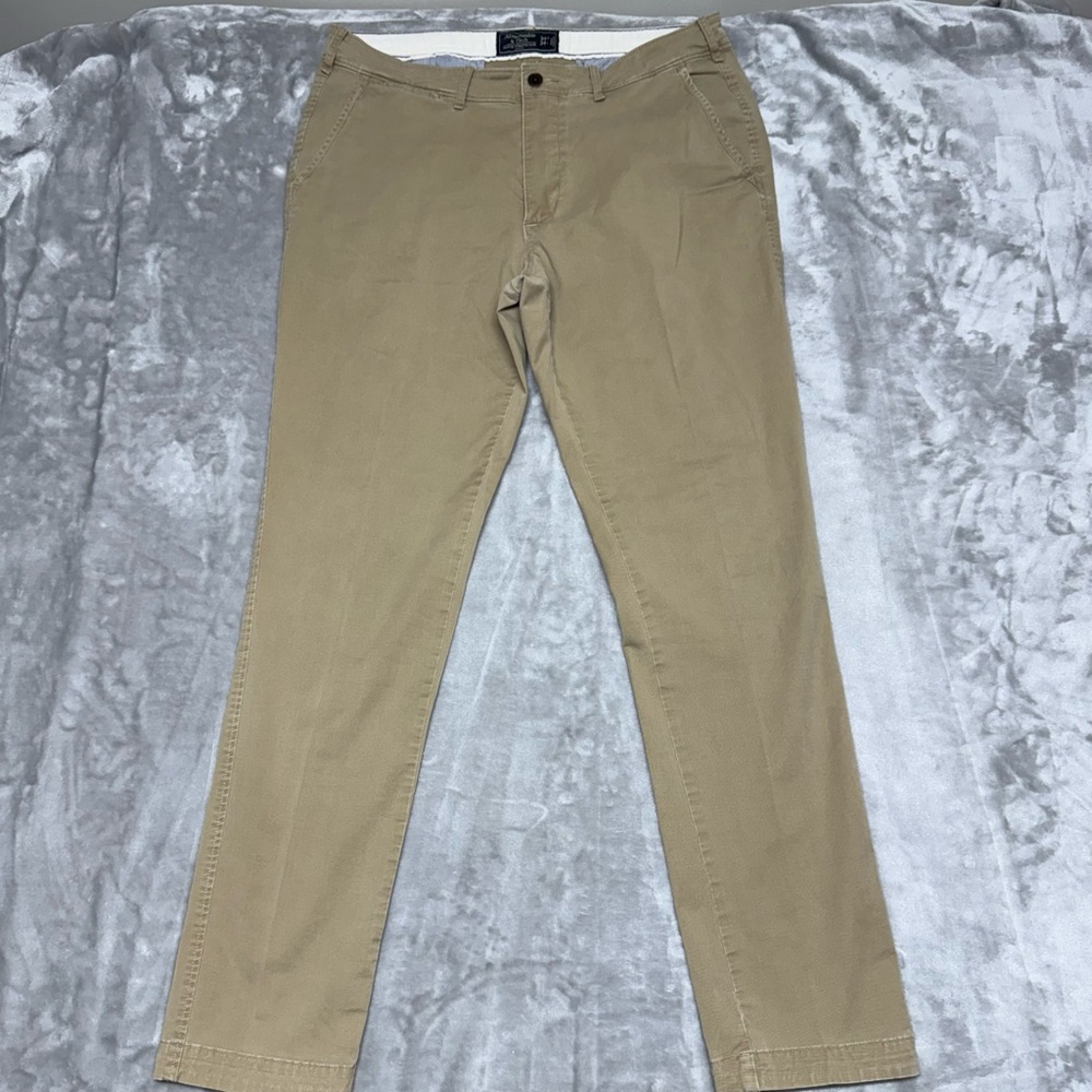 Abercrombie & Fitch Athletic Slim Chino Pants Mens 34x34 Khaki Stretch